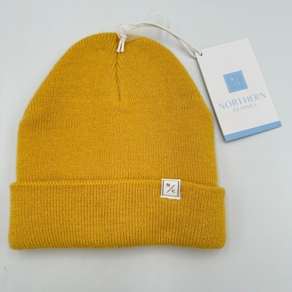 Northern Classics Kids Mustard Yellow Knit Beanie Hat 9M-3Y Retro Streetwear NWT - Picture 1 of 4